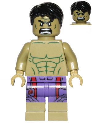 Hulk - Minifigure, Dark Purple Pants with Avengers Logo (sh0212)