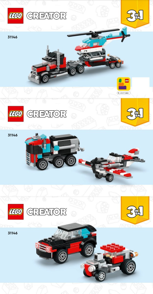 31146 Flatbed Truck with Helicopter (Certified) LEGO Creator