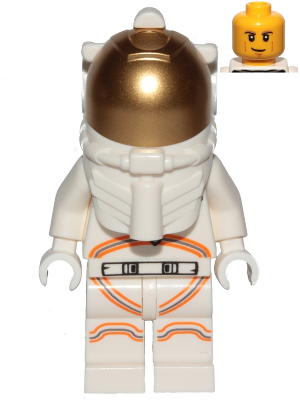 Astronaut - Male, White Spacesuit with Orange Lines, Smirk, Cheek Lines, Black and Dark Tan Eyebrows (cty1055)