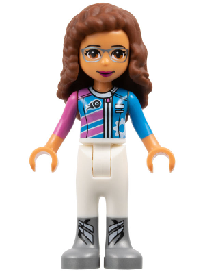 Friends Olivia (Nougat) - White Trousers, Dark Pink and Dark Azure Racing Jacket (frnd0269)