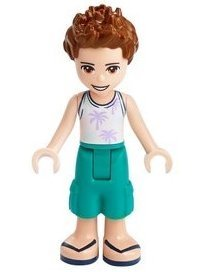 Friends Ethan - Dark Turquoise Shorts, White Top with Palm Trees (frnd0385)
