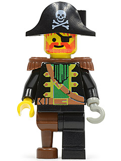Captain Red Beard (Captain Roger) - Brown Epaulettes, Pirate Hat with Skull and Crossbones (pi055)