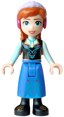 Anna - Blue Skirt, Black Boots and Black Top, Light Aqua Sleeves, Wide Smile, Coral Lips (dp239)