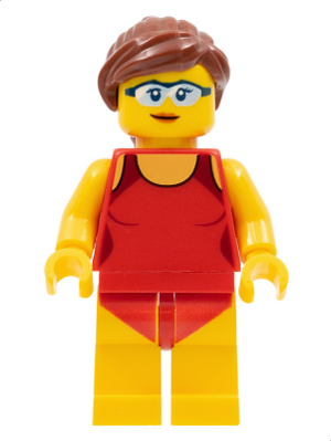 Beachgoer - Red Female Swimsuit and Light Blue Glasses (cty0759)