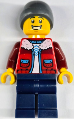 Ice Skater - Male, Red Jacket over White Shirt, Dark Blue Legs, Dark Bluish Gray Beanie (hol403)