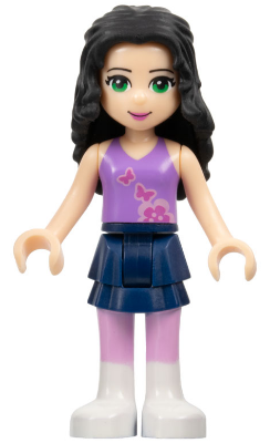 Friends Emma - Dark Blue Layered Skirt, Medium Lavender Top, White Boots (frnd0007)