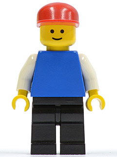 Plain Blue Torso with White Arms, Black Legs, Red Cap (pln146)