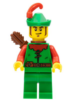 Forestman - Red, Green Hat, Red Feather, Quiver, Sideburns (cas557)