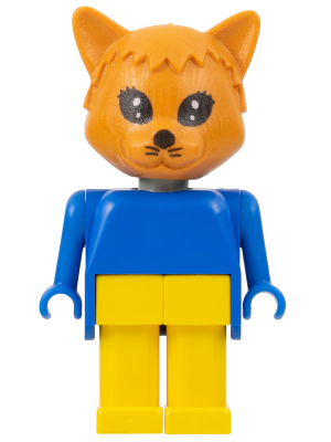 Fabuland Cat - Charlie Cat, Brown Head, Yellow Legs, Blue Top and Arms (fab3i)