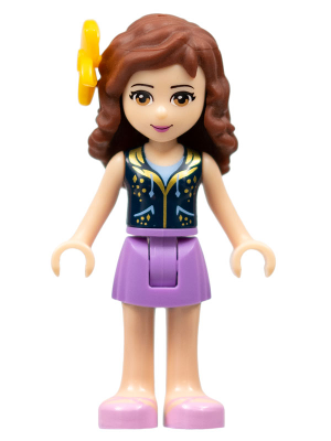 Friends Olivia (Light Nougat) - Medium Lavender Skirt, Dark Blue Vest Top, Flower (frnd0119)