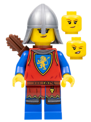 Lion Knight - Female, Flat Silver Neck Protector, Quiver, Freckles (cas564)