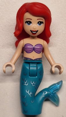 Ariel, Mermaid (Light Nougat) - Medium Lavender Shell Bra Top, Dark Turquoise Tail, Medium Blue Eyes (dp189)