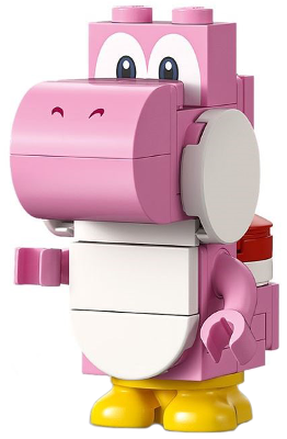 Pink Yoshi - White Tile, Round 1 x 2 Half on Front (Mar0143)