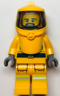 Fire - Reflective Stripes, Bright Light Orange Suit and Hood Hazard with Trans-Brown Face Shield, Beard (cty1360)