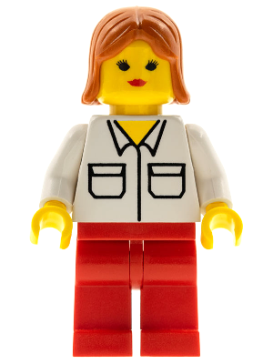 Shirt with 2 Pockets, Red Legs, Dark Orange Female Hair (wc029)