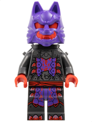 Wolf Mask Warrior - Dark Purple and Red Mask, Neck Bracket (njo0903)