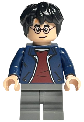 Harry Potter - Dark Blue Open Jacket over Dark Red Shirt, Dark Bluish Gray Medium Legs, Hair (hp380)