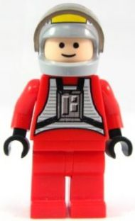 Rebel Pilot B-wing - Light Nougat Head, Light Bluish Gray Helmet, Trans-Brown Visor, Red Flight Suit (sw0032a)