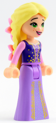 Rapunzel - Mini Doll, 2 Bright Pink Flowers, Dark Purple Vest Open (dp059)
