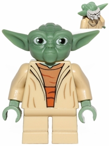 Yoda - Clone Wars, Light Bluish Gray Hair, Torso with Back Print (sw0446a)