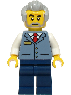 Station Master - Sand Blue Vest over White Shirt, Dark Blue Legs, Light Bluish Gray Hair (cty1928)