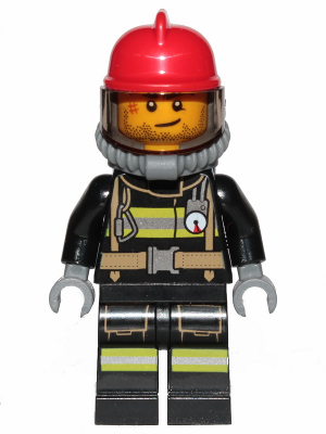 Fire - Reflective Stripes, Stubble Beard, Red Helmet, Breathing Neck Gear with Blue Air Tanks (cty1004)