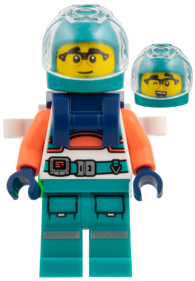 Astronaut - Dark Turquoise Helmet and Legs, Coral Arms, Dark Blue Backpack (edu031)