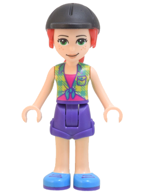 Friends Mia - Lime Plaid Shirt, Dark Purple Shorts, Black Riding Helmet (frnd0522)