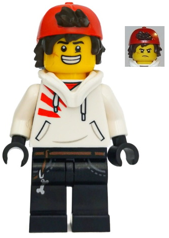 Jack Davids - White Hoodie with Backwards Cap and Hood Folded Down (hs043)