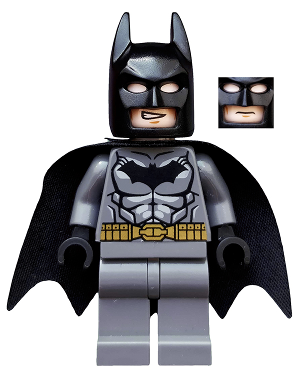 Batman - Dark Bluish Gray Suit, Gold Belt, Black Hands, Starched Cape (dim002)