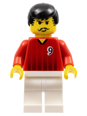 Soccer Player - Red and White Team with Number 9 (soc088)