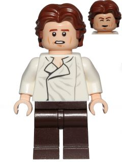 Han Solo - White Shirt with Wrinkles on Front, Dark Brown Legs, Wavy Hair (sw0823)