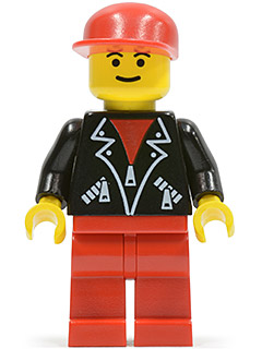 Leather Jacket with Zippers - Red Legs, Red Cap, Eyebrows (lea003)