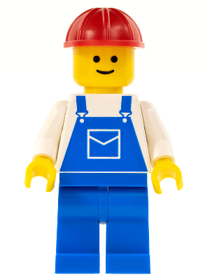 Overalls Blue with Pocket, Blue Legs, Red Construction Helmet (ovr001)