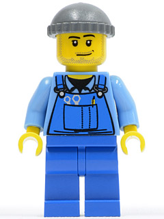 Overalls with Tools in Pocket Blue, Dark Bluish Gray Knit Cap (cty0247)