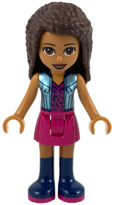 Friends Andrea - Magenta Skirt, Metallic Light Blue Vest over Magenta Top (frnd0368)
