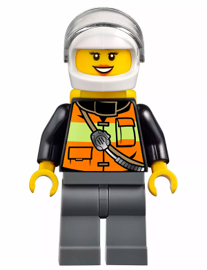 Fire - Reflective Stripe Vest with Pockets and Shoulder Strap, White Helmet, Yellow Air Tanks, Dark Orange Lips (cty0588)