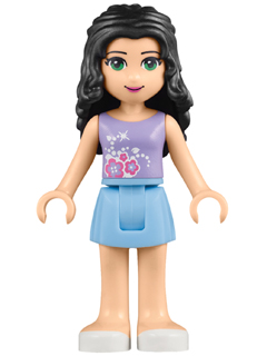 Friends Emma - Bright Light Blue Skirt, Lavender Top with Flowers (frnd0090)