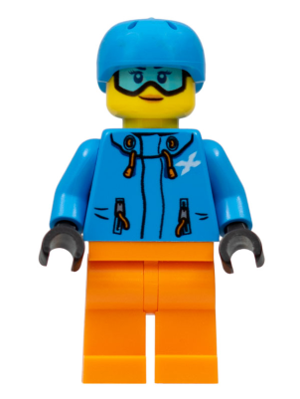 Skier Female, Dark Azure Jacket and Helmet, Goggles with Nougat Lips (cty0991)