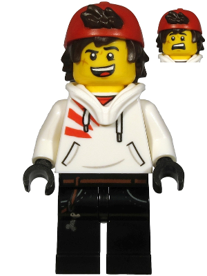 Jack Davids - White Hoodie with Backwards Cap and Hood Folded Down (hs037)