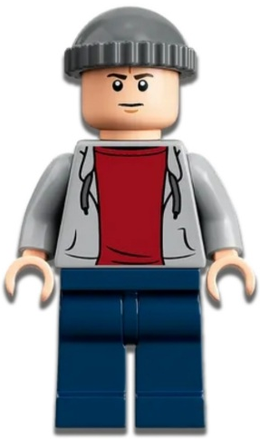 Security Guard - Male, Light Bluish Gray Hoodie, Dark Blue Legs, Dark Bluish Gray Knit Cap (jw094)