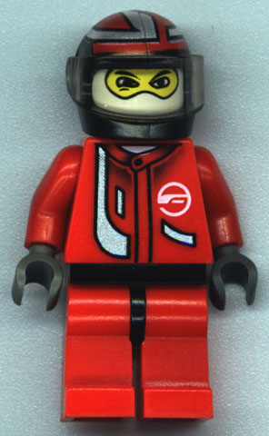 Racer Driver, Red with White Balaclava, Black Helmet with Red/Silver (rac019)