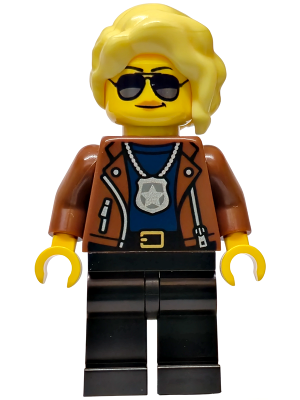 Police - City Detective Female, Reddish Brown Jacket, Black Legs, Bright Light Yellow Hair (cty1988)