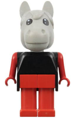 Fabuland Horse - Harry Horse, Light Gray Head, Red Legs, Black Top (fab6d)
