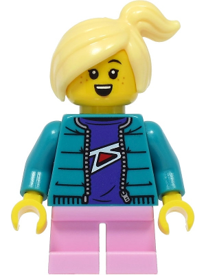 Girl - Dark Turquoise Jacket, Bright Pink Short Legs, Bright Light Yellow Hair (cty1392)