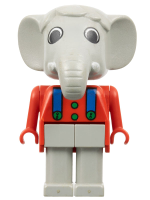 Fabuland Elephant - Edward Elephant, Light Gray Legs, Red Top and Arms, Blue Braces (fab5c)