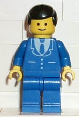 Suit with 3 Buttons Blue - Blue Legs, Black Male Hair (trn027)