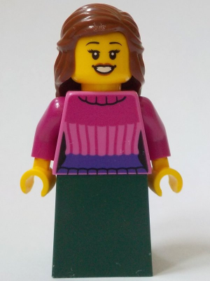 General Store Customer - Female, Dark Pink Sweater, Dark Green Skirt, Reddish Brown Hair (bdp118)
