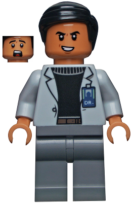 Dr. Henry Wu - Light Bluish Gray Jacket, Evil Smile / Scared (jw068)