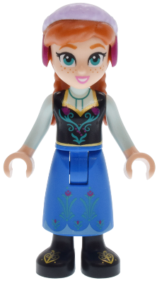 Anna - Blue Skirt, Black Boots and Black Top, Light Aqua Sleeves, Narrow Smile (dp209)
